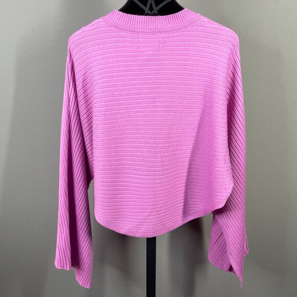 NEW Pink Rose Sweater Womens Small purple knit crop dolman pull over - Picture 10 of 12